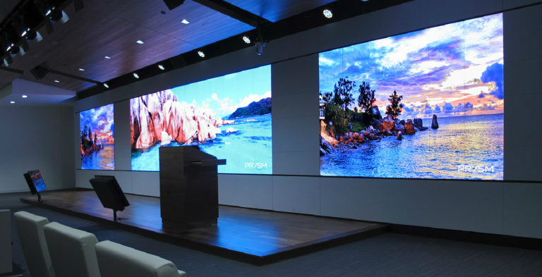 video wall, noslar ti, wall mounted, monitor, video, display, waiting room, corporate, office, lobby